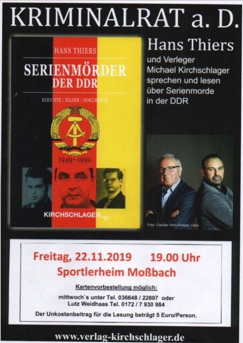 Am 22.11.2019 im Sportlerheim: Krimiabend mit Hans Thiers