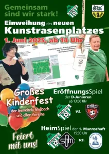Einladung zur Einweihung des neuen Kunstrasenplatzes in Moßbach am 1. Juni