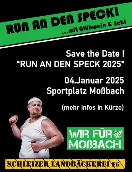 Am 04.01.2025: 3. Auflage des "RUN an den Speck" mit Glühwein & Sekt!