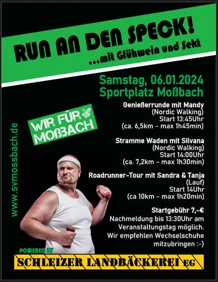 Am 06.01.2024: "RUN an den Speck" mit Glühwein & Sekt! 🏃🏃‍♀️